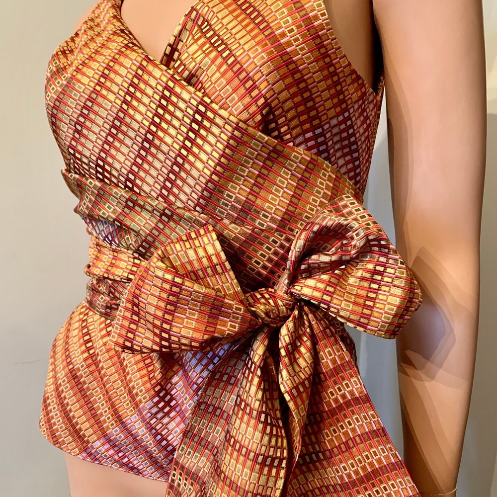 Per Se Multicolored Wrap Top NWOT